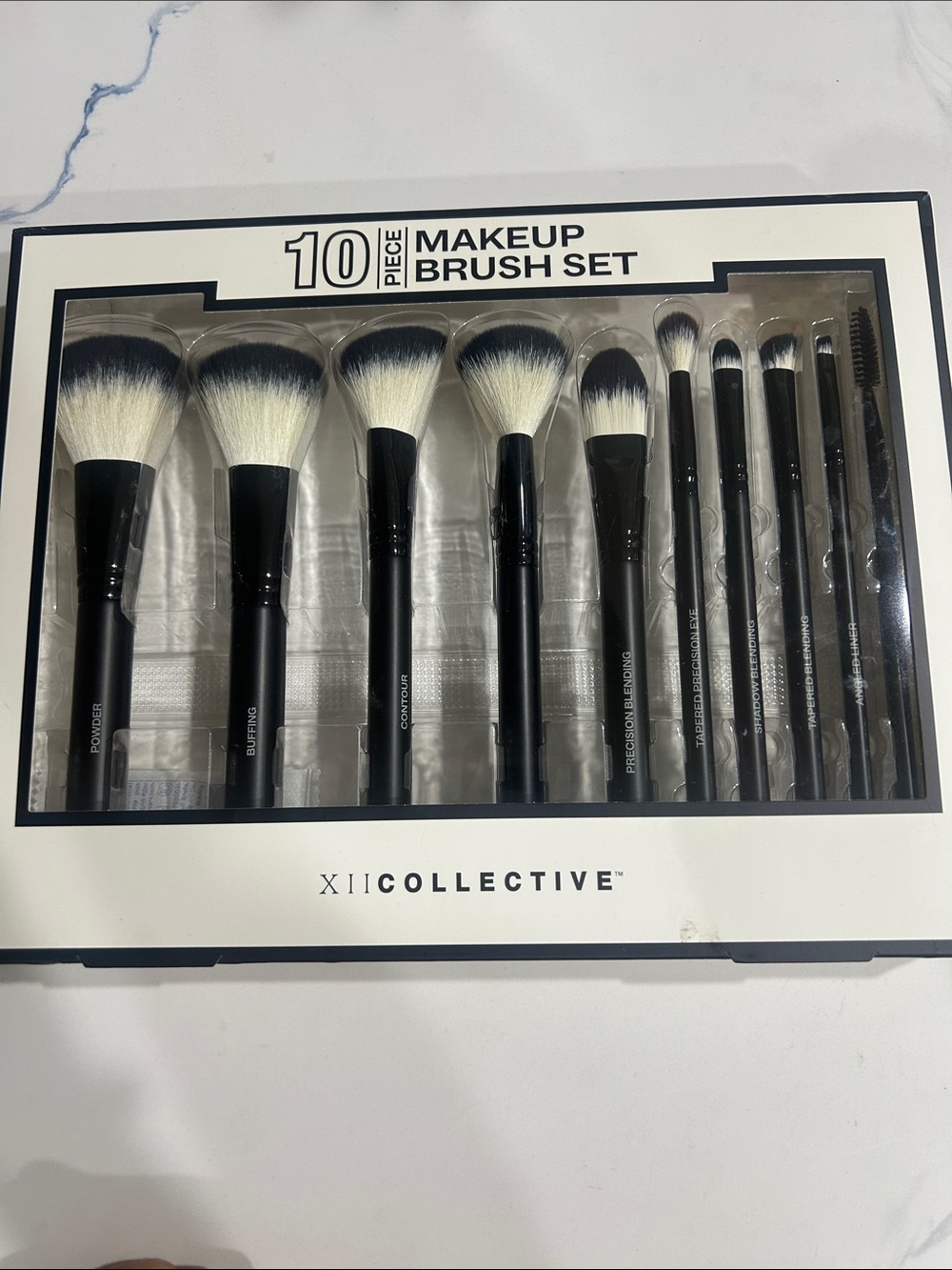 10-Piece Black & White Makeup Brush Set